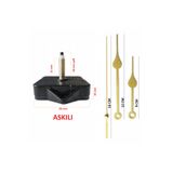 EXİZ TİCARET Askılı 28 mm Şaft Akar Sessiz Duvar Saati Mekanizması -Metal akrep-yelkovan-saniye-Kalp Model 95
