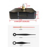 EXİZ TİCARET Askısız 14 mm Akar Sessiz Duvar Saati Mekanizması -akrep-yelkovan-saniye-Küçük Model 31
