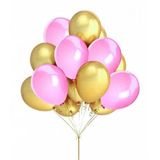 EXİZTİCARET 50 Adet Metalik Sedefli Kaliteli Balon 25 Altın-25 Pembe- exizNM35