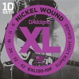 EXL120-10P (10 Set) Elektro Gitar Tel Seti, Xl, 9-42, Nıckel