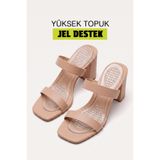 Exland Yüksek Ökçe Jel Desteği Kaydırmaz Şeffaf Ayakkabı Desteği Sandalet ve Terlik Uyumlu