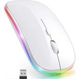 Exonix Çift Modlu Kablosuz Bluetooth Mouse Rgb Ledli Şarj Edilebilir Sessiz Tıklama Ergonomik - Beyaz
