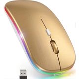 Exonix Çift Modlu Kablosuz Bluetooth Mouse Rgb Ledli Şarj Edilebilir Sessiz Tıklama Ergonomik - Gold