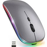 Exonix Çift Modlu Kablosuz Bluetooth Mouse Rgb Ledli Şarj Edilebilir Sessiz Tıklama Ergonomik - Metalik Gri