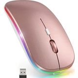 Exonix Çift Modlu Kablosuz Bluetooth Mouse Rgb Ledli Şarj Edilebilir Sessiz Tıklama Ergonomik - Rose Gold