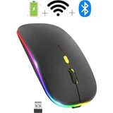 Exonix Çift Modlu Kablosuz Bluetooth Mouse Rgb Ledli Şarj Edilebilir Sessiz Tıklama Ergonomik - Siyah