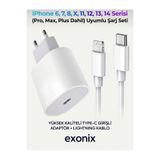 Exonix iPhone Hızlı Şarj Aleti Adaptör + Lightning Kablo 6 7 8 X 11 12 13 14 Pro Max Plus Uyumlu 25W iOS