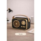 Exonix Retro Bluetooth Hoparlör USB Sd Destekli Type-C Şarjlı - Siyah