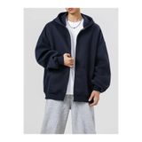 EXPECTED Oversize Lacivert Fermuarlı Hoodie - Erkek Streetwear Kapüşonlu Hırka