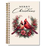 Exqcom Noel Kırmızı Kardinal Spiral Defter Hediyeleri, Kış Kırmızı Kutsal Meyveler Botanik Kuş Tatil Günlüğü, Kadınlar için Mutlu Noeller Ciltli Defter Günlük Ofis Okul Malzemeleri, 14,5 x 20,3 cm