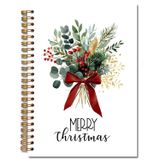 Exqcom Noel Okaliptüs Holly Spiral Defter Hediyeleri, Coquette Red Bow Berries Kadınlar için Botanik Bitki Günlüğü, Mutlu Noeller Ciltli Defter Günlük Ofis Okul Malzemeleri, 14,5 x 20,3 cm
