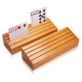 Exqline Ahşap Oyun Kartı Tutucuları Tepsi Raf Düzenleyici Çocuklar Yaşlılar Yetişkinler için 2'li Set - 22,84 cm 7,1 cm Son Sürüm Bridge Canasta UNO Kart Oynama için Yeterince Taşınabilir