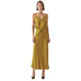 Exquise Bağcıklı Regular Saten Midi Etek, LIME, 36