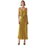 Exquise Bağcıklı Regular Saten Midi Etek, LIME, 40