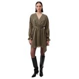 Exquise Beli Kuşaklı Mini Elbise, 40, E25K05118152, Gold/Siyah, Kadın
