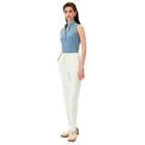 Exquise Beli Lastikli Boru Paça Rahat Kalıp Örme Pantolon, S, pacasi-lastikli-pantolon-a24k04165018, Ekru, Kadın