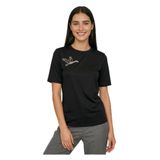 Exquise Bisiklet Yaka Kuş İşlemeli Kısa Kollu Örme T-Shirt, M, E25K05173007, Siyah, Kadın