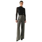 Exquise Boğazlı Drapeli Uzun Kollu Slim Fit Tül Bluz, SİYAH, M