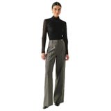 Exquise Boğazlı Drapeli Uzun Kollu Slim Fit Tül Bluz, SİYAH, S