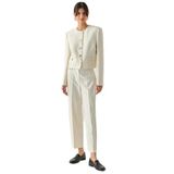 Exquise Cepli Regular Yüksek Bel Dokuma Pantolon, KREM, 40