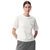 Exquise Dantel Kollu Cepli Regular Örme Tişört, L, A25Y05276014, Beyaz, Kadın