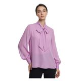Exquise Desenli Fular Yaka Uzun Kollu Regular Bluz, 40, E25K05107006, Leylak, Kadın