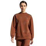 Exquise Desenli Taş İşlemeli Regular Uzun Kol Sweatshirt, S, E25K05175002, Taba, kadın
