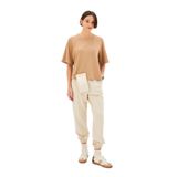 Exquise Duble Kol Bisiklet Yaka Regular Örme Tişört, M, regular-orme-tisort-a24k04176014, Camel, Kadın