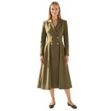 Exquise Düğme Detaylı Kruvaze Blazer Elbise, 40, E25K05118147, Haki, Kadın