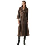 Exquise Ekose Beli Kemer Detaylı Anvelop Slim Fit Midi Elbise, ÇOK RENKLİ, 38