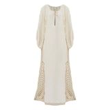 Exquise El Dokuması Kaftan Elbise, S, el-dokumasi-kaftan-elbise-er23y0321809, Krem, Kadın