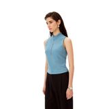 Exquise Fermuar Detaylı Slim Fit Kolsuz Örme Bluz, XL, fermuar-kolsuz-orme-bluz-a24k04122002, Mavi, Kadın