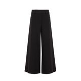 Exquise Geniş Paça Yüksek Bel Cepli Dokuma Pantolon, 38, E25K05110015, Siyah, Kadın