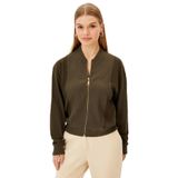 Exquise Gold Fermuarlı Pamuklu Regular Sweatshirt, L, regular-sweatshirt-a24k04175022, Haki, kadın