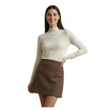Exquise Kare Desenli Kemersiz Mini Çok Renkli Etek, 34, E25K05115022, Çok Renkli, Kadın