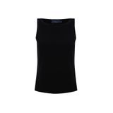 Exquise Kayık Yaka Kolsuz Slim Fit Örme Siyah Bluz, SİYAH, S