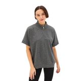 Exquise Kısa Kollu Fermuarlı Örme Rahat Kalıp Simli Sweatshirt, L, fermuarli-simli-sweatshirt-a24k04175003, Antrasit, kadın