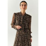 Exquise Leopar Desen Fular Yakalı Astarlı Regular Bluz, ÇOK RENKLİ, 42