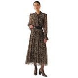 Exquise Leopar Desenli Astarlı Kemerli Regular Midi Etek, ÇOK RENKLİ, 38