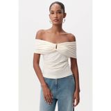 Exquise Omuzları Açık Metal Tokalı Slim Fit Örme Bluz