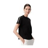 Exquise Omuzu Şerit Detaylı Bisiklet Yaka Regular Örme Tişört, L, A25Y05276010, Siyah, Kadın