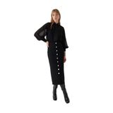 Exquise Önden Düğmeli Midi Slim Fit Kalem Etek, 34, onden-dugmeli-etek-e24k04115013, Siyah, Kadın