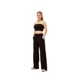 Exquise Pamuklu Rahat Kesim Örme Pantolon, L, rahat-kesim-orme-pantolon-a24k04165020, Siyah, Kadın