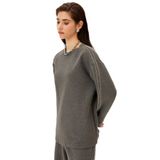 Exquise Parlak Taşlı Oversize Sweatshirt, L, oversize-sweatshirt-a24k04175027, Gri, kadın