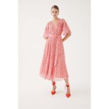 Exquise Pembe Kloş Elbise, Çok Renkli, 36