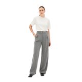 Exquise Pileli Düz Kesim Simli Örme Rahat Kalıp Pantolon, S, orme-pantolon-a24k04165009, Antrasit, Kadın