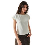 Exquise Taş Detaylı Kayık Yaka Kolsuz Regular Örme Bluz, KEMİK, M
