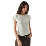 Exquise Taş Detaylı Kayık Yaka Kolsuz Regular Örme Bluz, KEMİK, XS