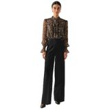 Exquise Tokalı Cepli Geniş Paça Regular Dokuma Pantolon, 34, E25K05110008, Siyah, Kadın