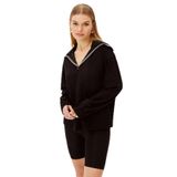 Exquise Uzun Kollu Denizci Yaka Rahat Kalıp Sweatshirt, S, denizci-yaka-sweatshirt-a24k04175021, Siyah, kadın